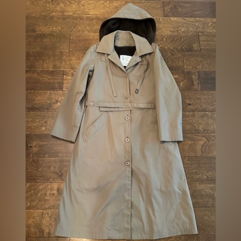 Vintage London Fog Sherpa Lined Hooded Trench Coat Size 6